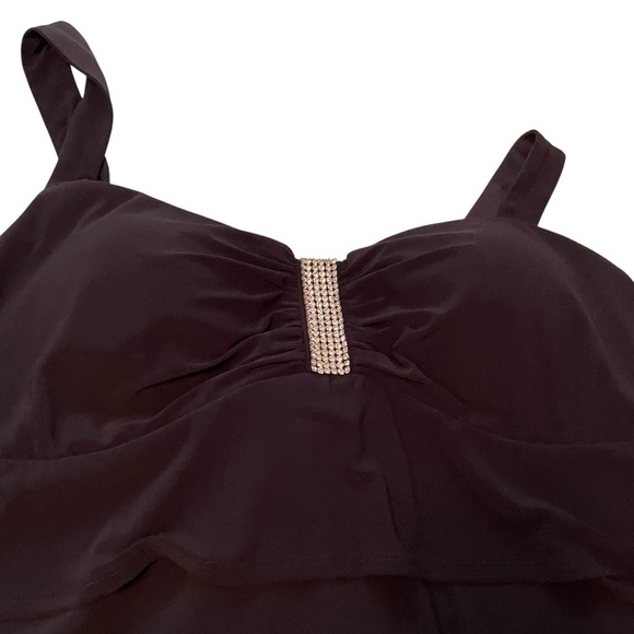 Laura Plus Elegant Black Layered Dress-V-Neck-Rhinestone Embellishment-Size24W - Picture 7 of 13